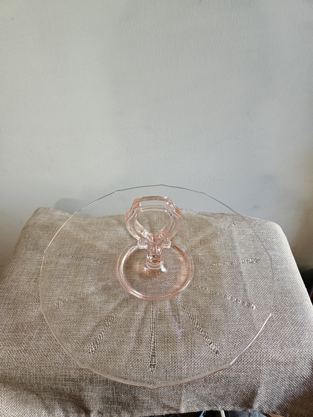 Cambridge Glass Co Pink Depression Glass Single-Tier Serving Platter with Handle - Picture 3 of 14